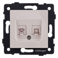 Розетка двойная RJ-11 и Ethernet RJ-45, без рамки Kollinger  REA-011CM