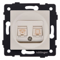 Розетка двойная RJ-11 и Ethernet RJ-45, без рамки Kollinger  REA-011GD