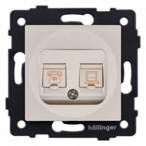 Розетка двойная RJ-11 и Ethernet RJ-45, без рамки Kollinger REA-011GD Розетка двойная RJ-11 и Ethernet RJ-45, без рамки Kollinger REA-011GD