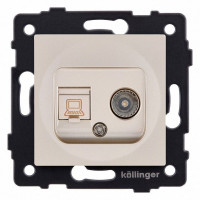 ТВ-розетка и розетка Ethernet RJ-45 без рамки Kollinger  REA-021GD