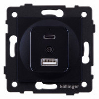 Розетка 2хUSB type A и C без рамки Kollinger  REA-037BK