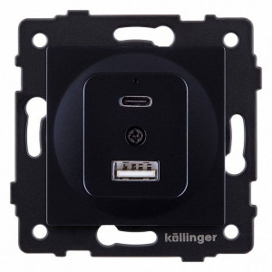 Розетка 2хUSB type A и C без рамки Kollinger REA-037BK Розетка 2хUSB type A и C без рамки Kollinger REA-037BK