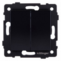 Выключатель проходной двухклавишный без рамки Kollinger  REA-R-009BK