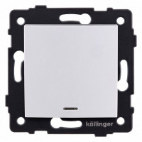 Выключатель одноклавишный с подсветкой без рамки Kollinger  REA-R-013WH
