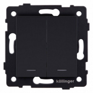 Выключатель двухклавишный с подсветкой без рамки Kollinger REA-S-008BM Выключатель двухклавишный с подсветкой без рамки Kollinger REA-S-008BM