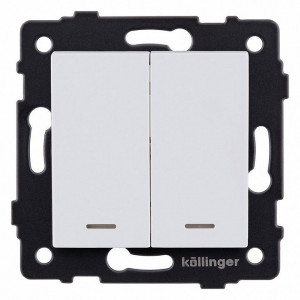 Выключатель проходной двухклавишный с подсветкой без рамки Kollinger REA-S-010WM Выключатель проходной двухклавишный с подсветкой без рамки Kollinger REA-S-010WM