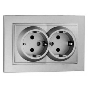 Розетка двойная с заземлением Mono Electric Despina 102-212104-120 Розетка двойная с заземлением Mono Electric Despina 102-212104-120