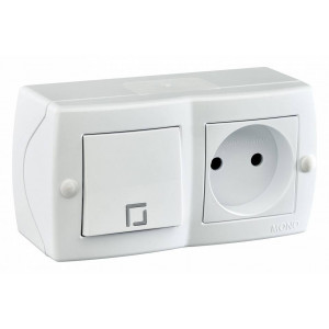 Блок с розеткой и выключателем Mono Electric Octans IP20 104-010101-185 Блок с розеткой и выключателем Mono Electric Octans IP20 104-010101-185
