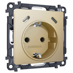 Розетка с заземлением и 2хUSB type C, без рамки Ambrella Volt ALFA MA610510 Розетка с заземлением и 2хUSB type C, без рамки Ambrella Volt ALFA MA610510