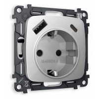 Розетка с заземлением и 2хUSB type A и C, без рамки Ambrella Volt Quant MO410010
