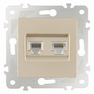 Розетка двойная RJ-11 и Ethernet RJ-45, без рамки Arte Milano am-203 203.44-1.shampan Розетка двойная RJ-11 и Ethernet RJ-45, без рамки Arte Milano am-203 203.44-1.shampan