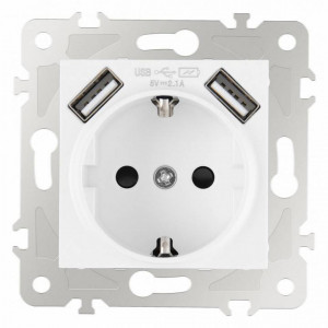 Розетка с заземлением и со шторкой и 2хUSB, без рамки Arte Milano am-203 203.47-1.white Розетка с заземлением и со шторкой и 2хUSB, без рамки Arte Milano am-203 203.47-1.white