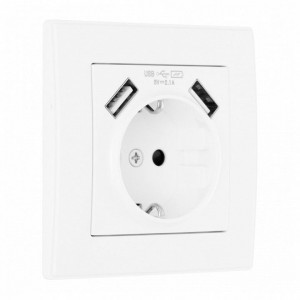 Розетка с заземлением и со шторкой и 2хUSB Arte Milano SET06-1 SET06-1-47-1 white Розетка с заземлением и со шторкой и 2хUSB Arte Milano SET06-1 SET06-1-47-1 white