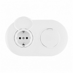 Розетка с заземлением и шторкой, с крышкой Arte Milano SET08-2 SET08-2-41-1x2 white