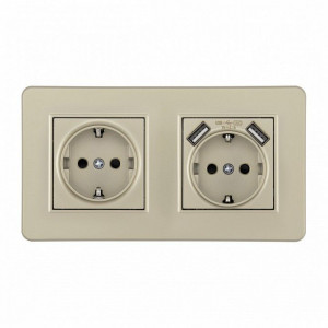 Розетка с заземлением и со шторкой и 2хUSB Arte Milano SET16-2 SET16-2-47-1-40-1 shampan Розетка с заземлением и со шторкой и 2хUSB Arte Milano SET16-2 SET16-2-47-1-40-1 shampan