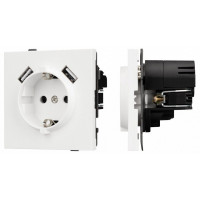 Розетка с заземлением и 2хUSB type A, без рамки Arlight SCT-TENDO 054606