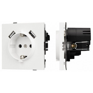 Розетка с заземлением и 2хUSB type A, без рамки Arlight SCT-TENDO 054606 Розетка с заземлением и 2хUSB type A, без рамки Arlight SCT-TENDO 054606