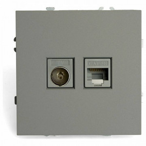 ТВ-розетка и розетка Ethernet RJ-45 без рамки Stekker Эмили 49950 ТВ-розетка и розетка Ethernet RJ-45 без рамки Stekker Эмили 49950