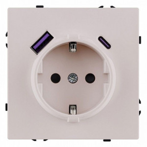 Розетка с заземлением и со шторкой и 2хUSB type A и C, без рамки Kollinger Eclipse EC-016CM Розетка с заземлением и со шторкой и 2хUSB type A и C, без рамки Kollinger Eclipse EC-016CM