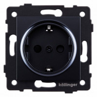 Розетка с заземлением, без рамки Kollinger  REA-002BK
