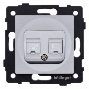 Розетка двойная RJ-11 и Ethernet RJ-45, без рамки Kollinger REA-011GY Розетка двойная RJ-11 и Ethernet RJ-45, без рамки Kollinger REA-011GY
