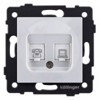 Розетка двойная RJ-11 и Ethernet RJ-45, без рамки Kollinger  REA-011WH