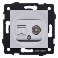 ТВ-розетка и розетка Ethernet RJ-45 без рамки Kollinger  REA-021GY