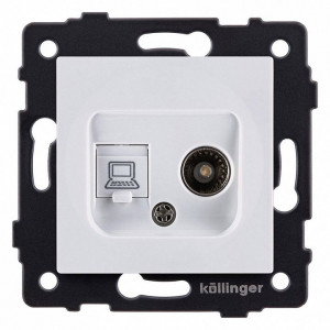ТВ-розетка и розетка Ethernet RJ-45 без рамки Kollinger REA-021WH ТВ-розетка и розетка Ethernet RJ-45 без рамки Kollinger REA-021WH