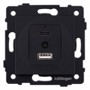 Розетка 2хUSB type A и C без рамки Kollinger REA-037BM Розетка 2хUSB type A и C без рамки Kollinger REA-037BM