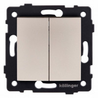 Выключатель проходной двухклавишный без рамки Kollinger  REA-R-009GD