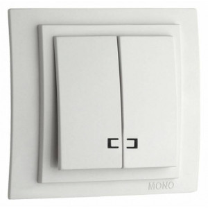 Выключатель двухклавишный с подсветкой без рамки Mono Electric Despina / Larissa 500-001925-103 Выключатель двухклавишный с подсветкой без рамки Mono Electric Despina / Larissa 500-001925-103